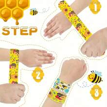 24 piezas de pulseras de presión con temática de abeja - Pulseras de PVC energéticas con 12 patrones únicos de abeja y panal, adecuadas para fiestas de cumpleaños, actividades en el aula, Halloween, Navidad y otros eventos y fiestas con temas - Conjuntos - Ver 7