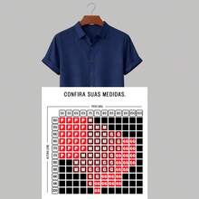 Italian Collar Shirt Short Sleeve Slim Fit Casual - 藏蓝色 - 查看 3