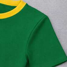 Cropped T-Shirt Brazil Top Round Neck Yellow Green Short Sleeve World Cup  Rio De Janeiro  Fans - 綠色 - 查看 3