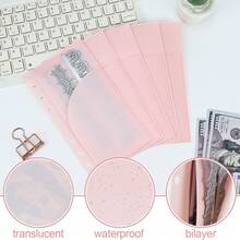 5/10 Pcs A6 Binder Pockets With No Zipper, Pink Plastic Zipless Budget Envelopes, Two Pockets Frosted Cash Envelopes Money Bag For Budgeting, Cash Stuffing - A6 - View 5