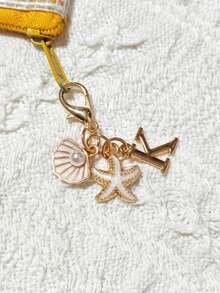 1 Bohemian-Style Golden Letter Keychain With Shell And Starfish Decorations, A-Z Letter Options-Perfect For Holiday And Beach Themes. Ideal Gift Or Decoration For Backpacks, Purses, And Handbags! A Great Gift For Friends, Classmates, And Loved Ones,Easter, Mother'S Day, Independence Day, Wedding Season, Graduation Season Gifts - View 15