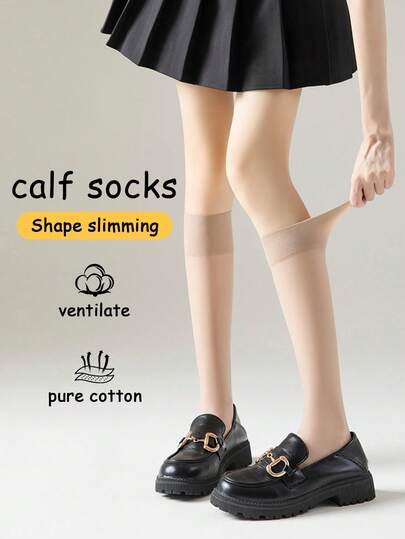 Medias altas hasta la rodilla ultradelgadas y color piel para mujeres, medias invisibles antiarrugas hasta el tobillo, transpirables para el transporte, sensación natural y desnuda para disimular imperfecciones, para verano