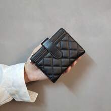 Luxury Style Quilted Faux Leather Card Holder, Elegant Mini Wallet With Gold Zipper For Ladies - Multicolor - View 7