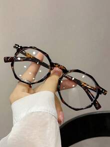 1pc Women's Minimalist Design Full Frame Round Plastic Frame Eyeglasses - Multicolor - View 2
