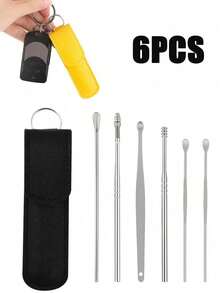 6pcs Ear Wax Removal Tool Kit, Including Spoon-Shaped Cleaner And 360-Degree Spiral Rotating Ear Pick, With Portable Storage Case, Essential Gift For Women To Clean Earwax While Traveling - Nhiều màu - Xem 12