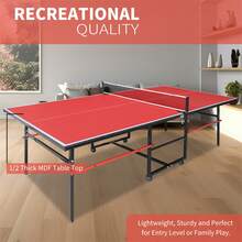 MoolSun 8ft Mid-Size Table Tennis Table Foldable & Portable Ping Pong Table Set For Indoor Games With Net, 2 Table Tennis Paddles And 3 Balls - A-red - View 6
