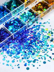 1盒海洋风泡泡亮片DIY工艺品制作配件闪亮圆形贝壳状薄片硅胶模具树脂填充夏季礼物钥匙扣手工材料 - 彩色 - 查看 2