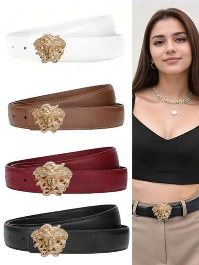 Cinturón de cuero versátil y casual para mujer