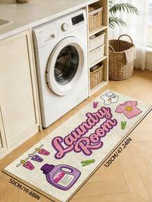 1 Peça Tapete/Carpete de Entrada/Lavanderia Antiderrapante e Durável de Poliéster com Estampa de Letra Damasco, Adequado para Sala de Estar, Quarto, Banheiro, Decoração do Lar - Multicolorido - Visão 12