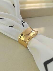1pc Gold/Silver Plated Hollow Cross Design Smooth Scarf Clip, Versatile Scarf, Shawl, Brooch Accessory - Geometric Gold Buckle - View 2