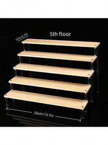 Wooden Desktop Dessert Display Rack, Decorative Display Storage Shelf For Nail Polish, Fragrance, Scented Candles, Air Freshener, For Desk, Office, Vanity, Bedroom, Bathroom, Home, Dorm, Room Storage - Beige - View 14