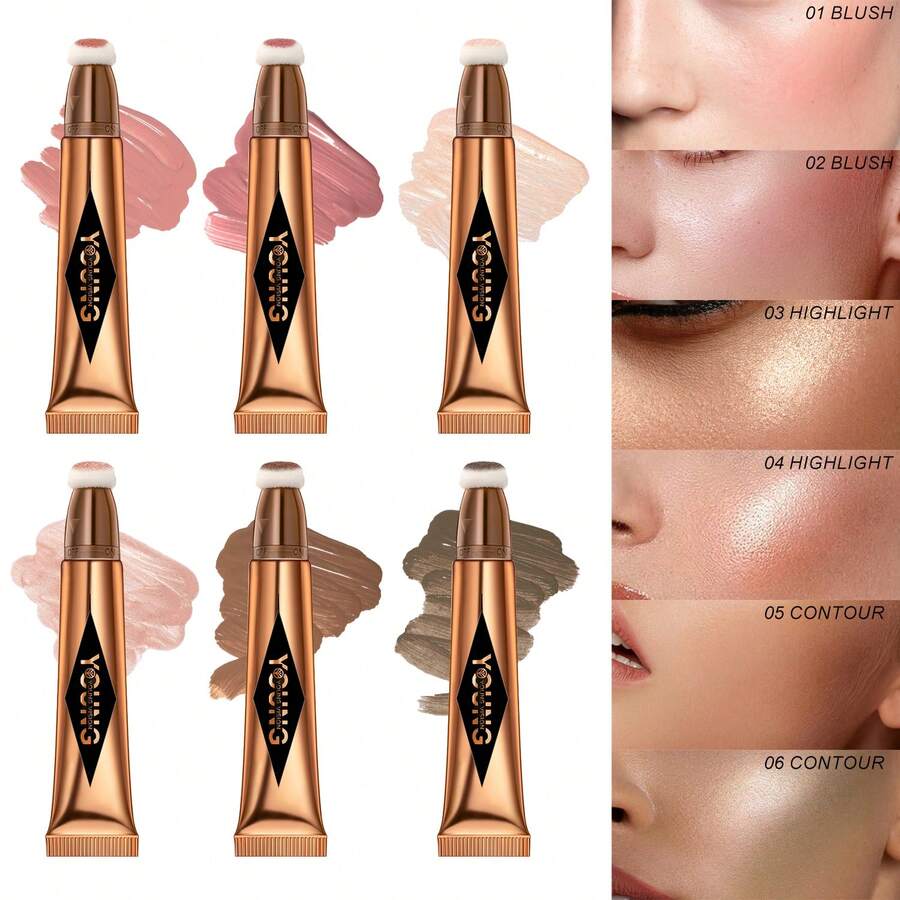 YOUNG VISION A 6-Piece Contour, Highlight, And Blush Set With A Lightweight Texture, Easy To Blend And Spread, Seamlessly Fuses With The Skin To Create A Naturally Sculpted And Radiant Look Makeup Set - Nhiều màu - Xem 1