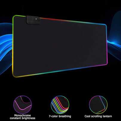 Tấm lót chuột chơi game RGB cỡ lớn, tấm lót bàn phím LED có thể mở rộng, tấm lót bàn chống thấm nước, phù hợp để trang trí bàn chơi game.