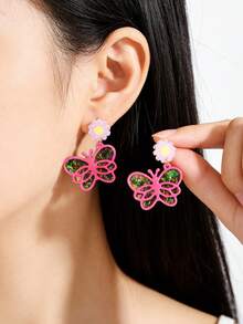 一对时尚女士耳环，饰有闪亮亮片，适合日常佩戴、度假，是母亲节、毕业典礼、情人节、生日的理想礼物。 - 彩色 - 查看 3