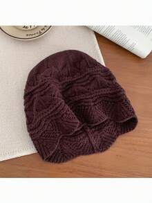 1顶柔软透气镂空休闲针织帽，荷叶边设计，舒适透气，适合春、秋、冬季佩戴。 - A - 查看 3