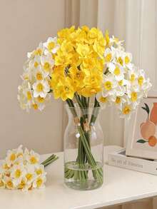Artificial Daffodil Flowers, Luxury Silk Floral Decor, Living Room And Dining Table Floral Arrangement, Lifelike Flower Bouquet - Multicolor - View 2