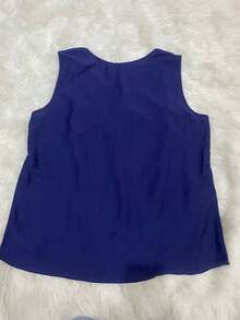 Plain Tank Top, Sleeveless Blouse, Plain Crepe Fabric, With 4 Buttons, Plus Size G1G2G3 46-52, Casual Women's - 62-海軍藍 - 查看 5