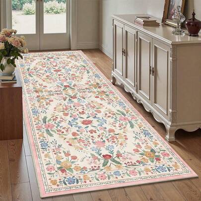 1 tấm thảm trải sàn trong nhà kiểu hoa cổ điển, chống trượt, có thể giặt được, dùng cho hành lang, nhà bếp, lối vào, thảm siêu mềm kiểu Boho dùng cho hành lang, nhà bếp, cạnh giường ngủ.