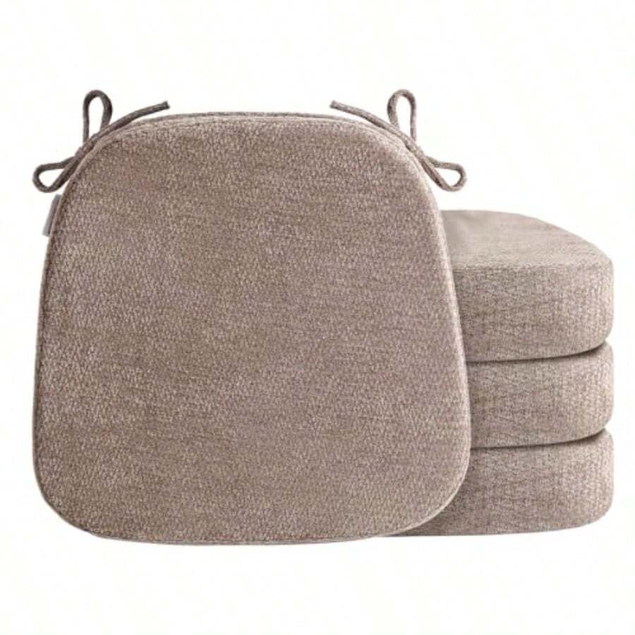 Cojines de silla en forma de D para sillas de comedor almohadillas para orejas de silla de 2.5 pulgadas de grosor con funda lavable y cómoda cojines antideslizantes para sillas de cocina con - Marrn - Ver 1