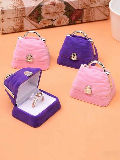 صندوق مجوهرات مخملي، صندوق عرض خاتم، صندوق مجوهرات بشكل حقيبة، صندوق هدايا عيد الأم، مناسب لعيد الميلاد، عيد الحب، عيد الأم، التخرج، الزفاف وغيرها من المناسبات الخاصة، هدية لأمك