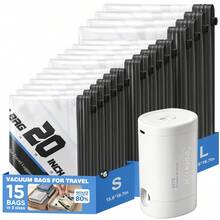 15/16pcs Vacuum Bags For Travel With Rechargeable Air Pump,Reusable For Clothes, Comforters, Blankets, Pillow, Bedding, Sealer Clothing Storage,Travel Accessories,Organize Essential - 15-說明印刷 - 查看 3