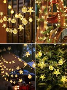 Solar Courtyard Light 20/50/100LED, 8 Lighting Modes, Waterproof Fairy Light, Outdoor Solar Star Crystal Ball Light, Suitable For Garden, Courtyard, Party, Balcony, Wedding, Party, Porch, Fence, Pavilion, Holiday, Christmas Decoration - String Lights - View 8