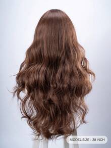 28-Inch Long Synthetic Wig Featuring A Natural Wavy Style In A Stunning Brown. Middle Part Design , It Is Crafted From Heat-Resistant Fiber To Ensure Durability. This False Hairpiece Is Perfect For Ms Daily S Perfect For Daily Use, Offering A Natural And Re Use, Offering A Natural And Realistic Appearance That Mimics It Is Also A Gift For Women. - Brown - View 3