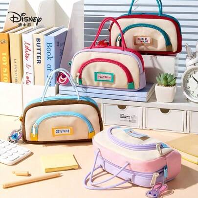 New Cute Pencil Case, Fashion Stationery Box, Large Capacity Multi-Function Pencil Bag With Hanging Hook And Handle Design, Adorable Acrylic Pendant, Cartoon Style, Essential For Study, Office, Back To School Gift