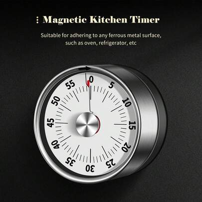 Temporizador de cozinha mecânico de 60 minutos - Temporizador magnético com contagem regressiva para cozinhar, sala de aula e escritório | Aço inoxidável, sem necessidade de bateria, Bilancia Cucina Bilancia Da Cucina