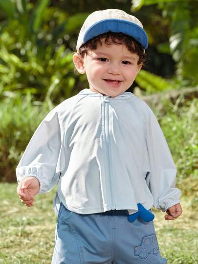 Balabala Áo khoác mùa hè có mũ, áo khoác ngoài nhẹ chống tia UV với tai dễ thương, trang phục ngoài trời thời trang.