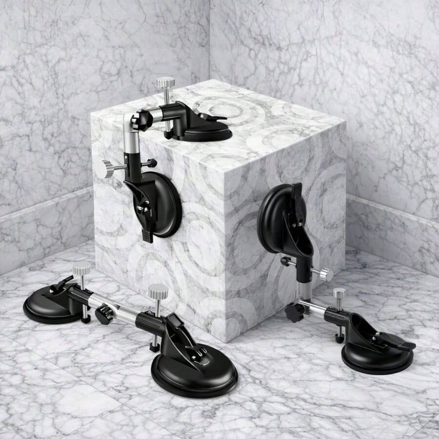 Professional Adjustable Vacuum Suction Cups Heavy Duty Seam Fixer Tile Leveling Tool For Stone Marble Slab Glass Countertop Installation Industrial Suction Cups For Windshield Tile Granite Handling - Black - View 1
