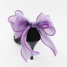 2个极简奢华布艺闪光鱼尾仙女蝴蝶结可拆卸鞋夹 - 紫色 - 查看 3