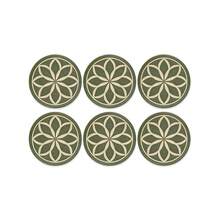 1套6入綠色花瓣設計木製杯墊組 - 10*10cm，2D平面印花，波希米亞風，適用於咖啡杯、馬克杯、葡萄酒杯、茶杯，適合廚房、婚禮、居家與餐廳裝飾，理想的節日禮物，桌面裝飾、廚房裝飾、廚房配件、居家裝飾，送給媽媽、爸爸、朋友、妻子、丈夫、孩子、同事的禮物，可選1套、2套或31套，父親節禮物 - 綠色 - 查看 10