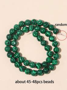 1串天然石珠，绿色孔雀石宝石圆形散珠，水晶能量石，具有疗愈功效，适用于珠宝制作、DIY手链饰品，尺寸：4、6、8、10毫米 - 彩色 - 查看 11