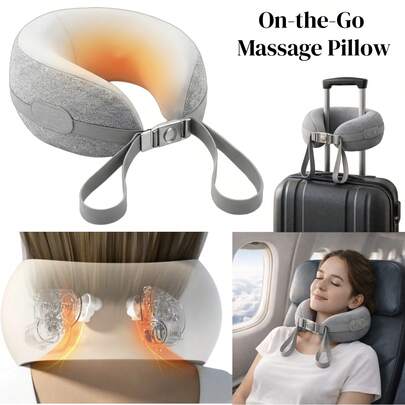 Travel Neck Pillow/Electric Neck Massager With Heating Function, Memory Foam Cervical Pillow To Relieve Neck Pain, Suitable For Airplane, Car, Office, Gift (Gray)