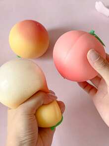 1/2pcs Creative Stress Relief Realistic Peach Squeeze Toy, Squishy Slow Rebound Anti-Stress Toy, Soft Fidget Toy For Adults, Decorative Gift With Random Color Stress Relief Cube And Gift Bag - Multicolor - View 7