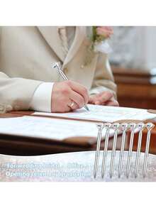 12/6pcs Artificial Crystal Diamond Pens, Metallic Glitter Pens, Cute Ball Pens, Beautiful Wedding Pens, For Party, Office, School, Back To School - One Size - View 8