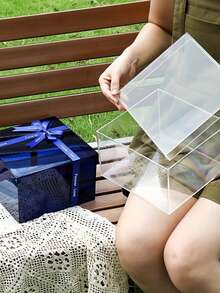 20x20x8厘米亚克力礼盒：适用于桌面收纳、节日礼品包装或婚礼糖果盒 - 彩色 - 查看 6