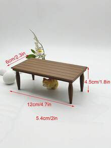 Mesa de Jantar Miniatura de Plástico Impressa em 3D, Decoração de Móveis de Micro Casa de Bonecas, Acessórios Modelo Miniatura para Casa, Adereços de Cena de Restaurante de Casa de Bonecas, Mesa Pequena, Cadeira com Encosto, Vaso, Modelos de Móveis em Micro Escala, Adereços de Fotografia de Micro Cena - Mesa de nogueira - Visão 7