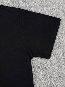 Camiseta Infantil Feminina Coelho Happy Camisa 100% algodão  Malha de Algodão Respirável com Gola Redonda e Letras Sutis, Leve para Fins de Semana e Looks Casuais para Meninos Lançamento - Preto - Visão 4