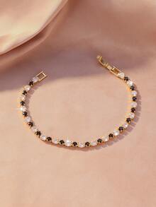 女士金色网球手链套装 - 粉玫瑰、绿色、红色宝石、红色、蓝色、黑色宝石手链，低过敏性，适合敏感肌肤，生日、周年纪念日礼物 - 彩色 - 查看 10