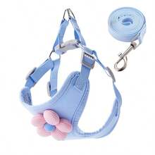 1,2 m Ensemble de laisse réglable pour chien de compagnie, convient aux petits chiens comme le bouledogue français, le chihuahua pour la promenade en extérieur - Bleu azur - Voir 10