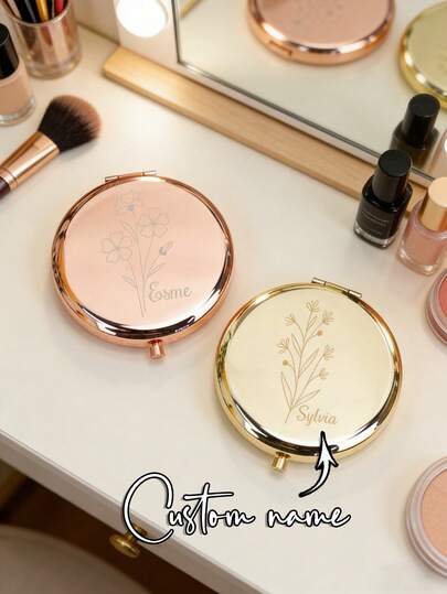 1PC Personalized Custom Floral Butterfly Pattern Small Pocket Makeup Mirror, Portable, Foldable And Reversible Makeup Mirror, Girl Touch-Up Mirror, A Warm Gift For Daughters, Sisters And Best Friends, Stylish, Vintage, Modern, Colorful, Leisure, Basics, Casual, Soft, Unique, Customized, Personalized, Custom, Ideal Gifts For Her, Girlfriend, Her, Boyfriend, Friends,Customized Mirrors,Street Casual Chic,Chic Autumn, Beauty Accessories,Girly Era ,Premium-Quality