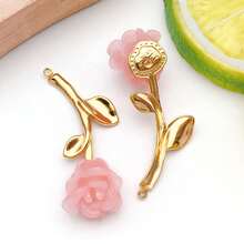 2个不锈钢玫瑰草莓樱桃吊坠，3D树脂水果花吊坠，适用于DIY工艺品钥匙扣、耳环、项链、手链等首饰制作 - 彩色 - 查看 11