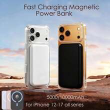 Solid Color Fast Charging Portable Power MagSafe Compatible Portable Charger, 5000mAh/10000mAh Magnetic Power Bank For IPhone 17/16/15/14/13/12, Battery Pack, Spring Easter Mother's Day Birthday Gift, Outdoor Travel Use - Pink - View 2