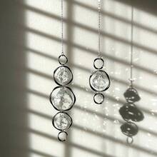 Móc treo trang trí hình học 3 vòng/5 vòng, tạo cầu vồng, lăng kính pha lê, đồ trang trí phòng, quà tặng lý tưởng cho người thân yêu, trang trí không khí lễ hội. - Ba vòng tròn không đều - Xem 3