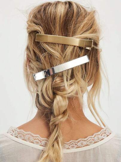 1个优雅拉丝金属发夹侧耳夹大鸭嘴夹发卡女士新款直条发夹发饰