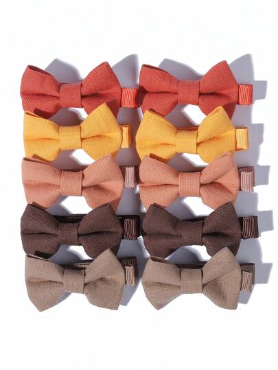 10 chiếc kẹp tóc hình bướm bằng vải trơn/kẻ caro, kiểu Morandi nhẹ nhàng, phụ kiện tóc không gây hại cho tóc, thích hợp tạo kiểu hàng ngày.