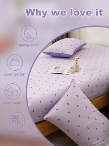 Blissful 2pcs Cute & Fresh Pillow, Pocket Pillow With Bow & Flower Design, High Grammage Soft Fabric, Suitable For Bedroom, Dorm, Sofa, Travel - Mauve Purple - View 5