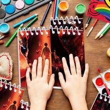 一套/4本《怪奇物语》主题笔记本，日程本，儿童笔记本，生日礼物，完美节日礼物，送给粉丝和朋友的礼物 - 彩色 - 查看 4